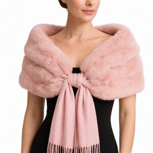 Dolce Cabo Blush Faux Fur Wrap